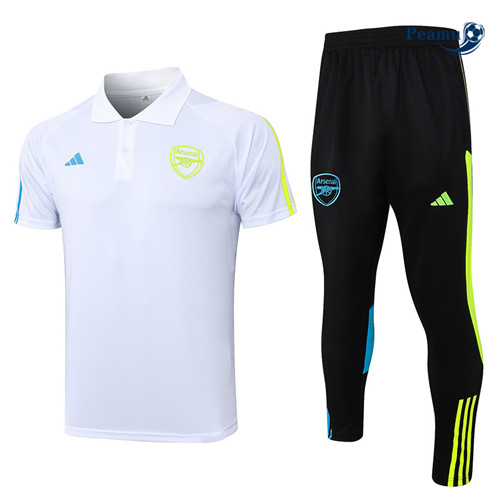 Peamu - Maillot foot Kit Entrainement Arsenal polo + Pantalon Blanc 2024-2025 Original