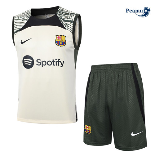 Peamu - Maillot foot Kit Entrainement Barcelone Debardeur + Shorts abricot 2024-2025 Officiel