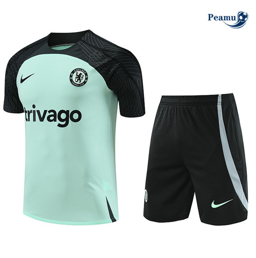 Peamu - Maillot foot Kit Entrainement Chelsea + Shorts vert 2024-2025 grossiste