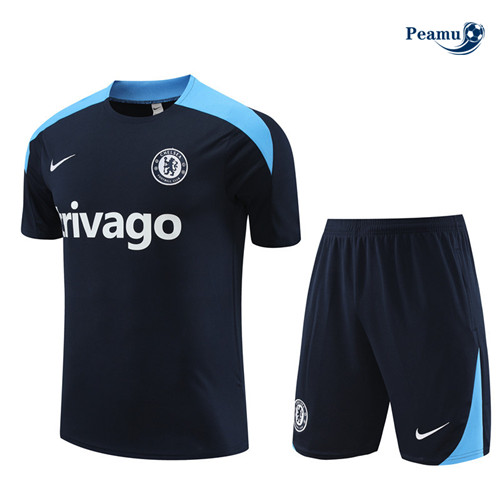 Peamu - Maillot foot Kit Entrainement Chelsea Enfant + Shorts bleu marine 2024-2025 discout