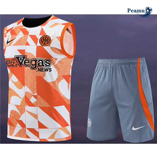 Peamu - Maillot foot Kit Entrainement Inter Milan Debardeur + Shorts rouge 2024-2025 Outlet