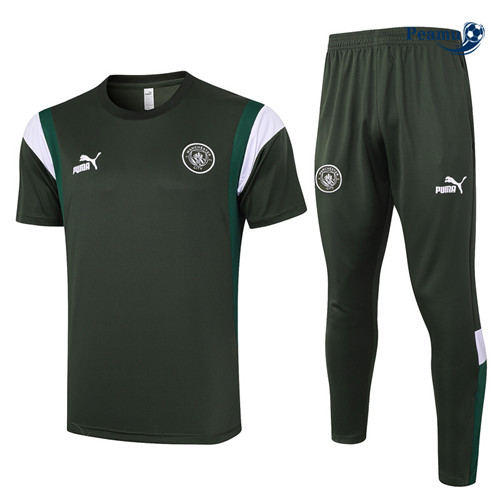 Peamu - Maillot foot Kit Entrainement Manchester City polo + Pantalon vert foncé 2024-2025 Officiel