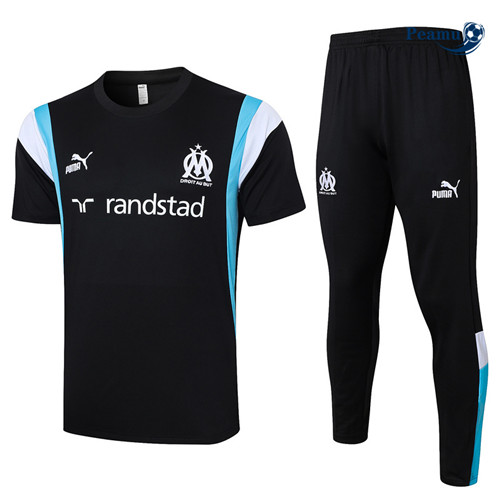 Peamu - Maillot foot Kit Entrainement Marseille polo + Pantalon noir 2024-2025 personnalisé