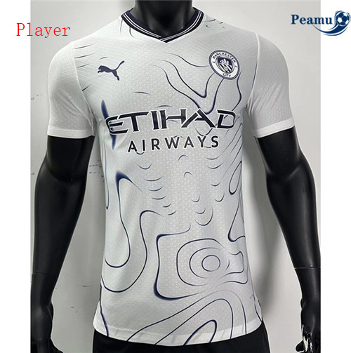 Peamu - Maillot foot Manchester City Player Version Blanc 2024-2025 personnalisé