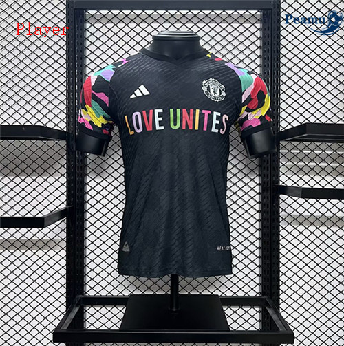 Peamu - Maillot foot Manchester United Player Version pre-match Training Noir 2023-2024 Officiel