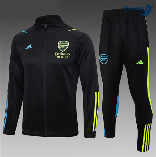 Peamu - Veste Survetement Arsenal Enfant noir 2024-2025 personnalisé