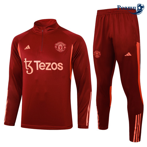 Peamu - Survetement Manchester United rouge bordeaux 2024-2025 Outlet