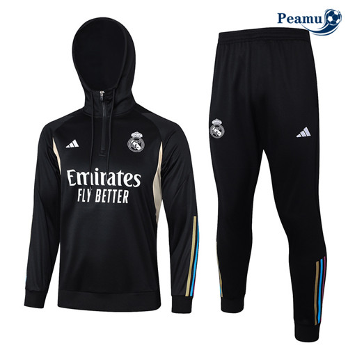 Peamu - Survetement Real Madrid à capuche noir 2024-2025 France