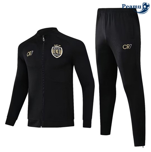 Peamu - Veste Survetement Sporting noir 2024-2025 discout