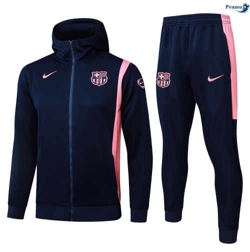 Veste Survetement Barcelone à capuche Bleu Marine/Rose 2026-2027 Officiel