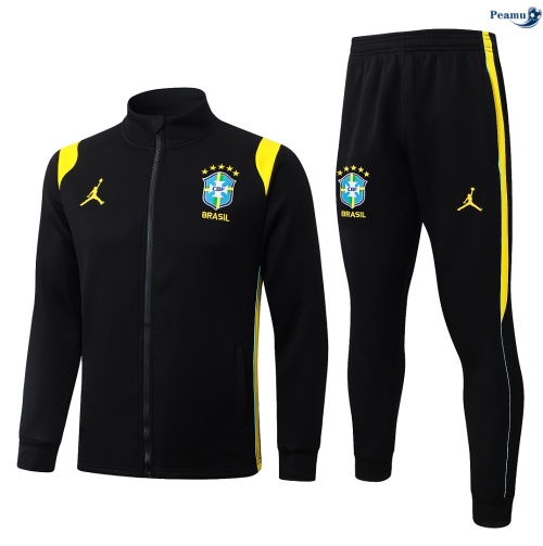 Veste Survetement Brésil Enfant Noir/Jaune 2026-2027 Original