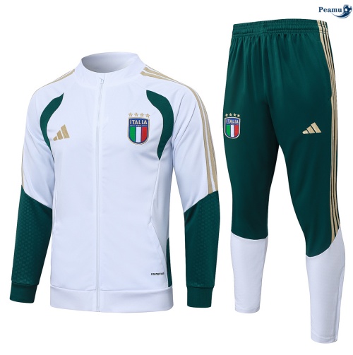Veste Survetement Italie Enfant Blanc 2026-2027 Personnalisé
