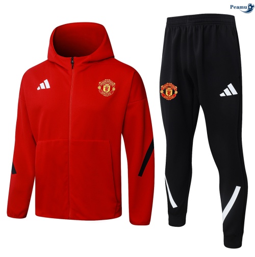 Veste Survetement Manchester United à capuche Rouge 2026-2027 Officiel