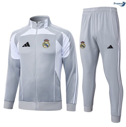 Veste Survetement Real Madrid Enfant Gris/Blanc 2026-2027 Chinois