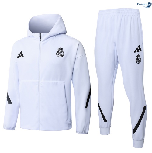 Veste Survetement Real Madrid à capuche Blanc 2026-2027 Soldes