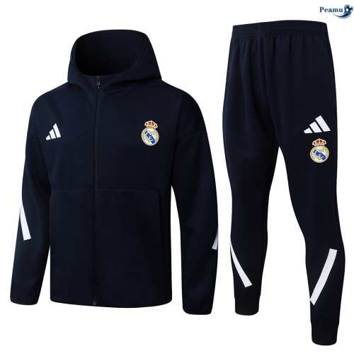 Veste Survetement Real Madrid à capuche Bleu Marine 2026-2027 Original