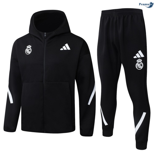 Veste Survetement Real Madrid à capuche Noir 2026-2027 Chinois