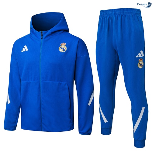 Veste Survetement Real Madrid à capuche Bleu 2026-2027 Personnalisé