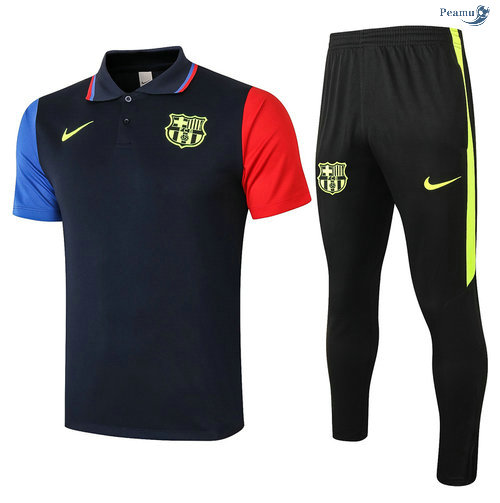 Peamu - Kit Maillot Entrainement POLO Barcelone + Pantalon Bleu Marine Bleu/Rouge 2020-2021