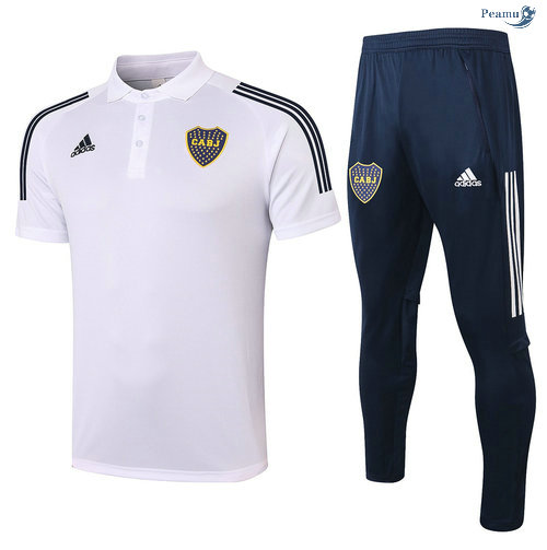 Peamu - Kit Maillot Entrainement POLO Boca Juniors + Pantalon Blanc 2020-2021