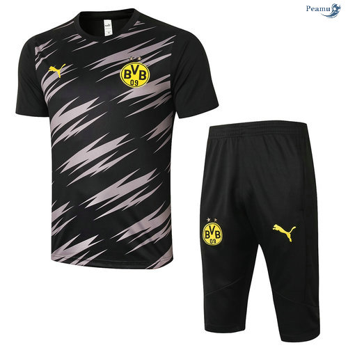 Peamu - Kit Maillot Entrainement Borussia Dortmund + Pantalon 3/4 Noir 2020-2021