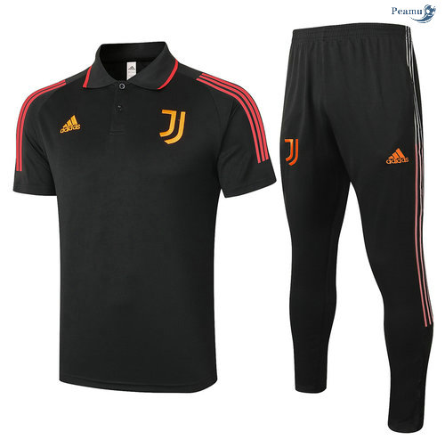 Peamu - Kit Maillot Entrainement POLO Juventus + Pantalon Noir/Rouge 2020-2021