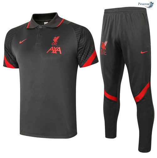 Peamu - Kit Maillot Entrainement POLO Liverpool + Pantalon Gris foncé 2020-2021