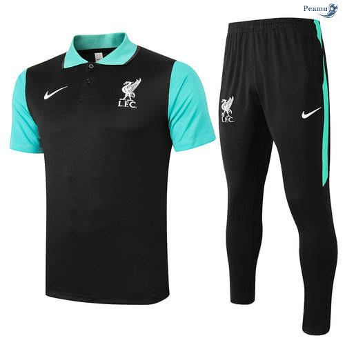 Peamu - Kit Maillot Entrainement POLO Liverpool + Pantalon Noir/Vert 2020-2021