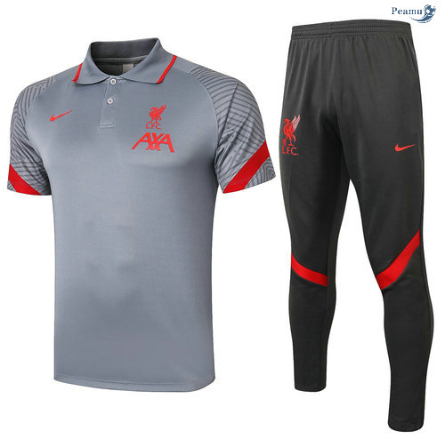 Peamu - Kit Maillot Entrainement POLO Liverpool + Pantalon Gris clair 2020-2021