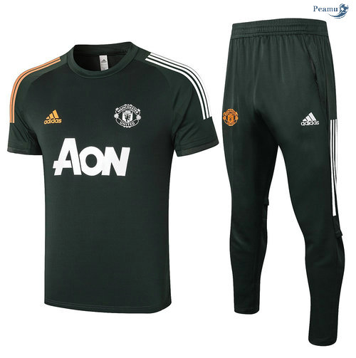 Peamu - Kit Maillot Entrainement Manchester United + Pantalon Vert foncé 2020-2021