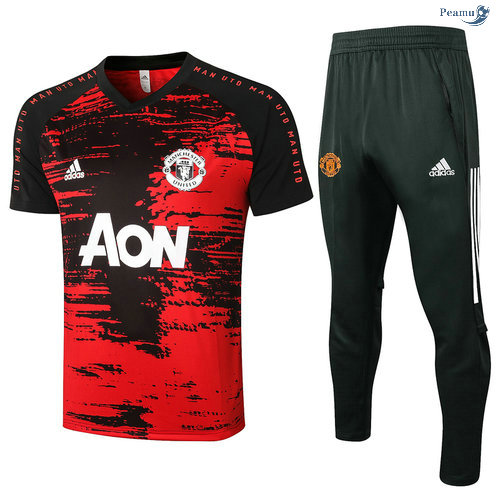 Peamu - Kit Maillot Entrainement Manchester United + Pantalon Rouge 2020-2021