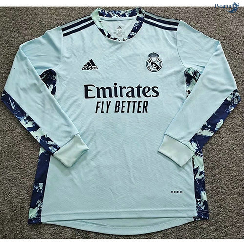 Peamu - Maillot foot Real Madrid Gardien de But Manche Longue Bleu 2020-2021