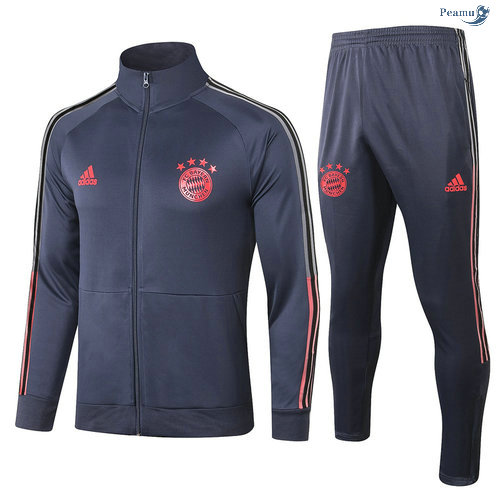 Peamu - Veste Survetement Bayern Munich Bleu Marine 2020-2021 Col Haut