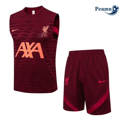 Kit Entrainement foot Debardeur Liverpool + Pantalon Rouge Foncé 2022-2023