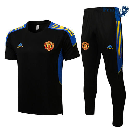 Kit Entrainement foot Manchester United + Pantalon champions league Noir/Jaune 2022-2023