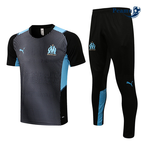 Kit Entrainement foot Marseille + Pantalon Noir/Gris 2022-2023