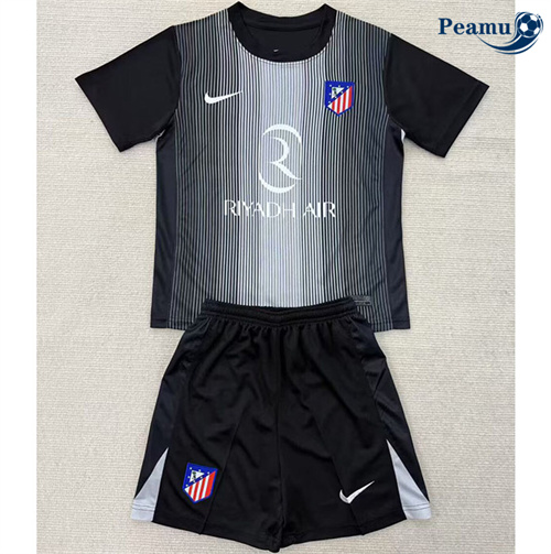 Maillot foot Atletico Madrid Enfant Gardien De But Noir 2025-2026