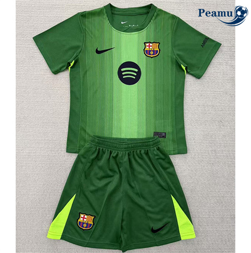 Maillot foot Barcelone Enfant Gardien de but Vert 2025-2026