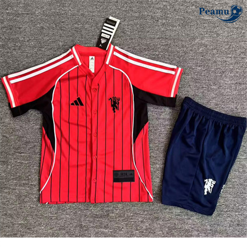 Maillot foot Manchester United Enfant base-ball Rouge 2025-2026