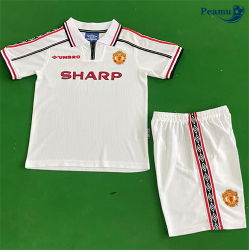 Maillot foot Rétro Manchester United Enfant Blanc 1998-99
