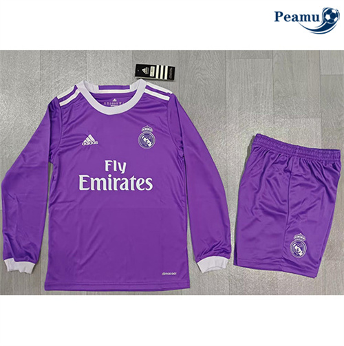 Maillot foot Rétro Real Madrid Enfant Exterieur Manche Longue 2016-17