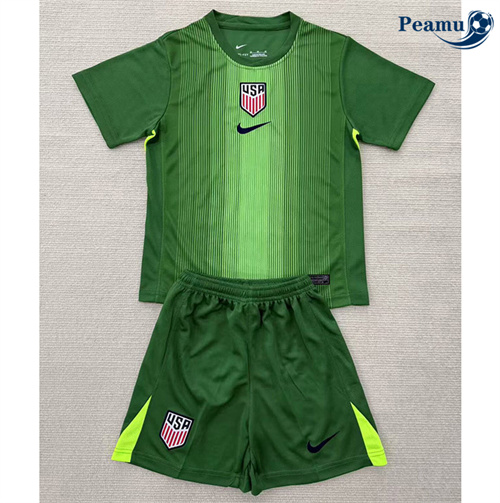 Maillot foot États-Unis Enfant Gardien De But Vert 2025-2026