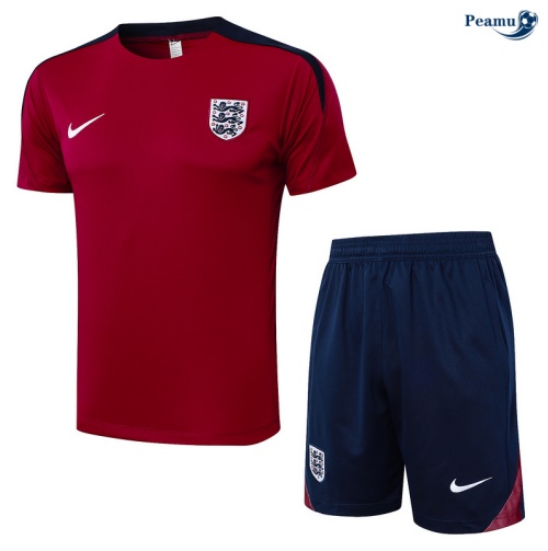 Kit Entrainement Angleterre + Shorts rouge bordeaux 2024
