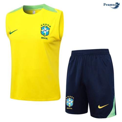 Kit Entrainement Brésil Debardeur + Shorts jaune 2024
