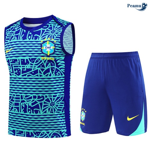 Kit Entrainement Brésil Debardeur + Shorts Bleu 2024