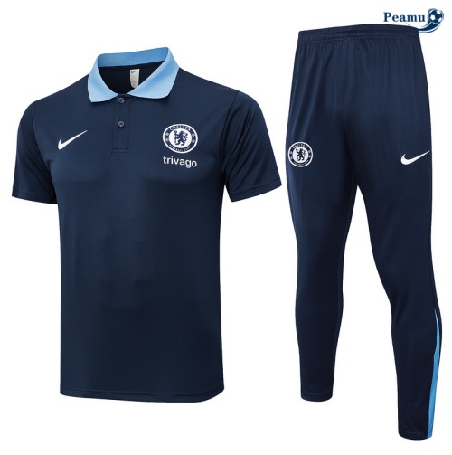 Kit Entrainement Chelsea Polo + Pantalon Bleu marine 2024