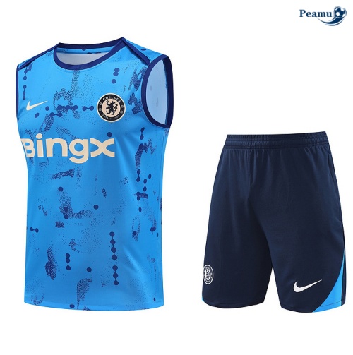 Kit Entrainement Chelsea Debardeur + Shorts Bleu Ciel 2024