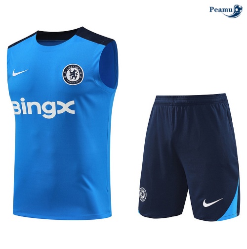 Kit Entrainement Chelsea Debardeur + Shorts Bleu Ciel 2024