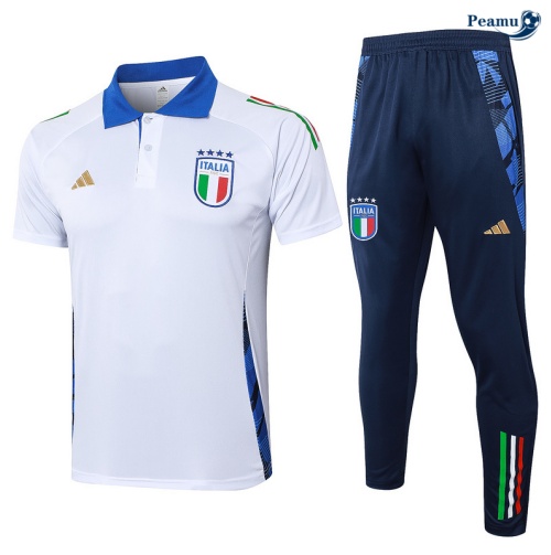 Kit Entrainement Italie Polo + Pantalon Blanc 2024