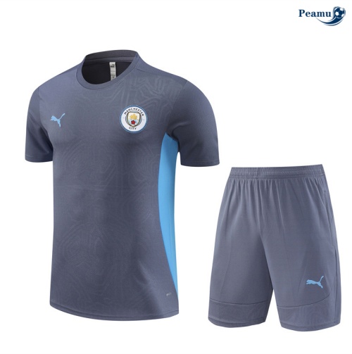 Kit Entrainement Manchester City Enfant + Shorts gris foncé 2024